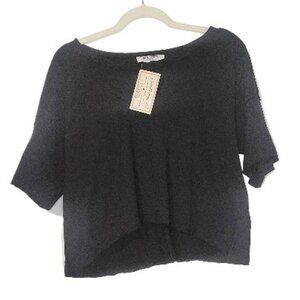 Double Zero Black Athletic Crop Top - Thick Material - Boutique-Bought